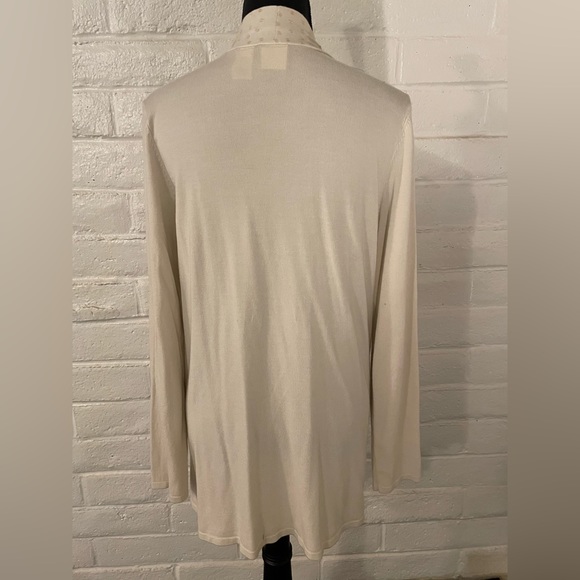 Emma James, Cream long open front cardigan with sequin embellishments, size L - Picture 2 of 5